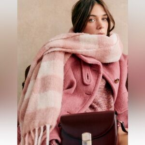 Sezane Louise Scarf in Ecru Rosewood Check